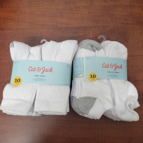 Cat & Jack Other - Cat & Jack Boys White and Gray Crew and Low-Cut Socks 2 Pack Of 10